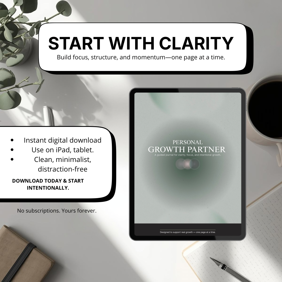 Personal Growth Partner™ – Digital Guided Journal for Clarity, Focus & Intentional Growth
